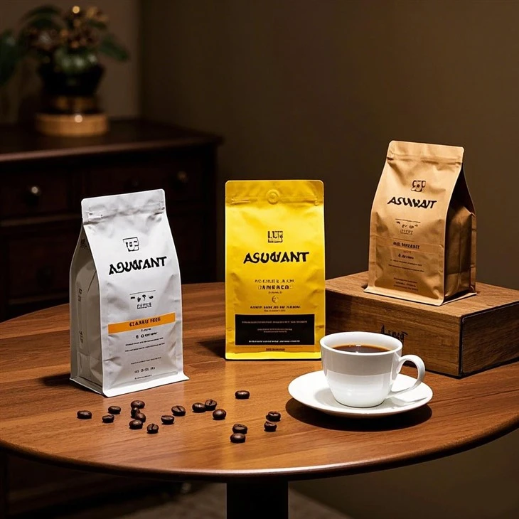 Custom Printed Resealable Square Ziplock With Valve Zipper Stand Up Pouches Bags Beans Gusset Flat Bottom Packaging Coffee Bag