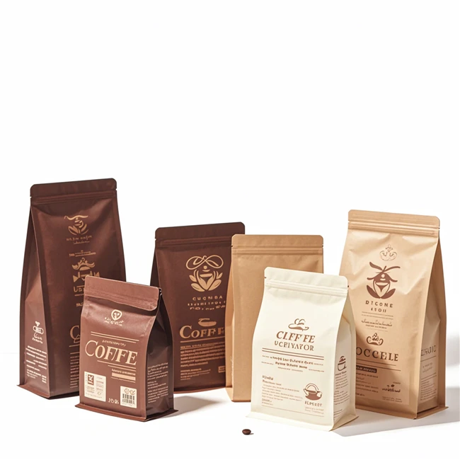 Resealable Matte Coffee Bag Eight Edge-sealing Coffee Bean Packaging Pouches With Easy Tear Zipper Valve