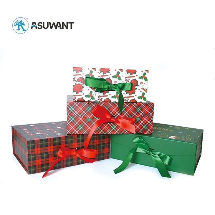 Color Paper Christmas Gift Ribbon Cardboard Boxes suppliers