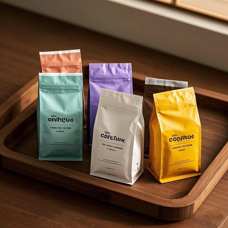 Custom Printed Resealable Square Ziplock With Valve Zipper Stand Up Pouches Bags Beans Gusset Flat Bottom Packaging Coffee Bag